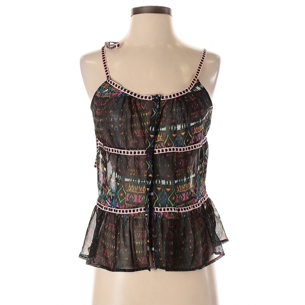 🪶 Patterson J. Kincaid Abstract Print Tie Shoulder Cami Blouse XS